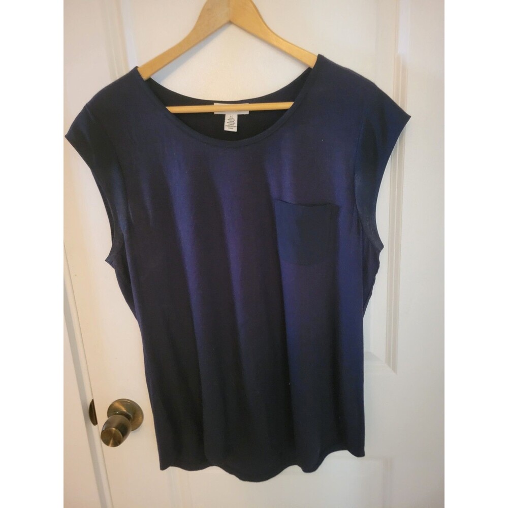 Calvin Klein Luxurious Blue Top With Front Pocket Sz L